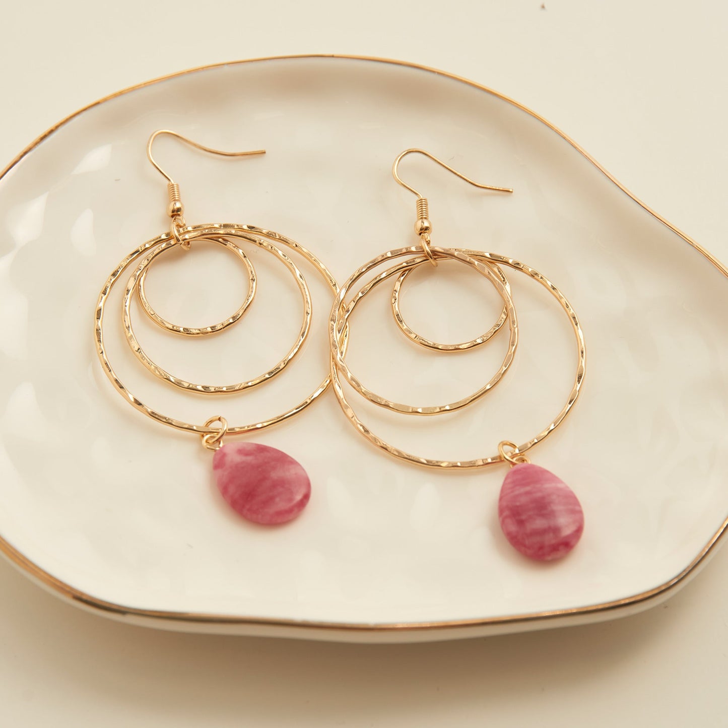Kina Multi Ring Stone Earrings