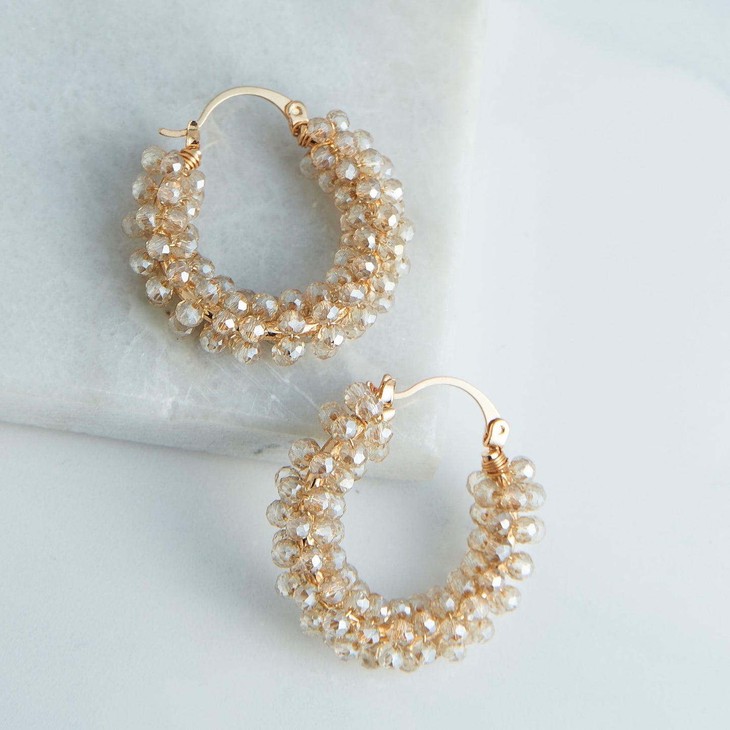 Caden Wrapped Beaded Hoop Earrings
