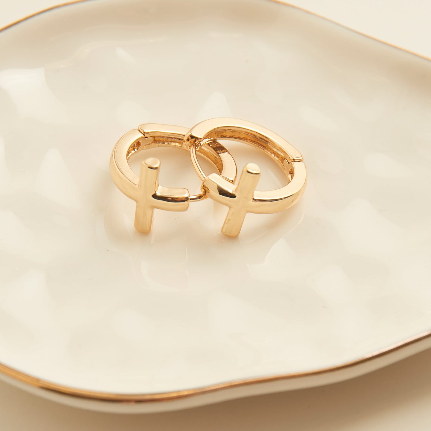 Cera Cross Hoop Earrings
