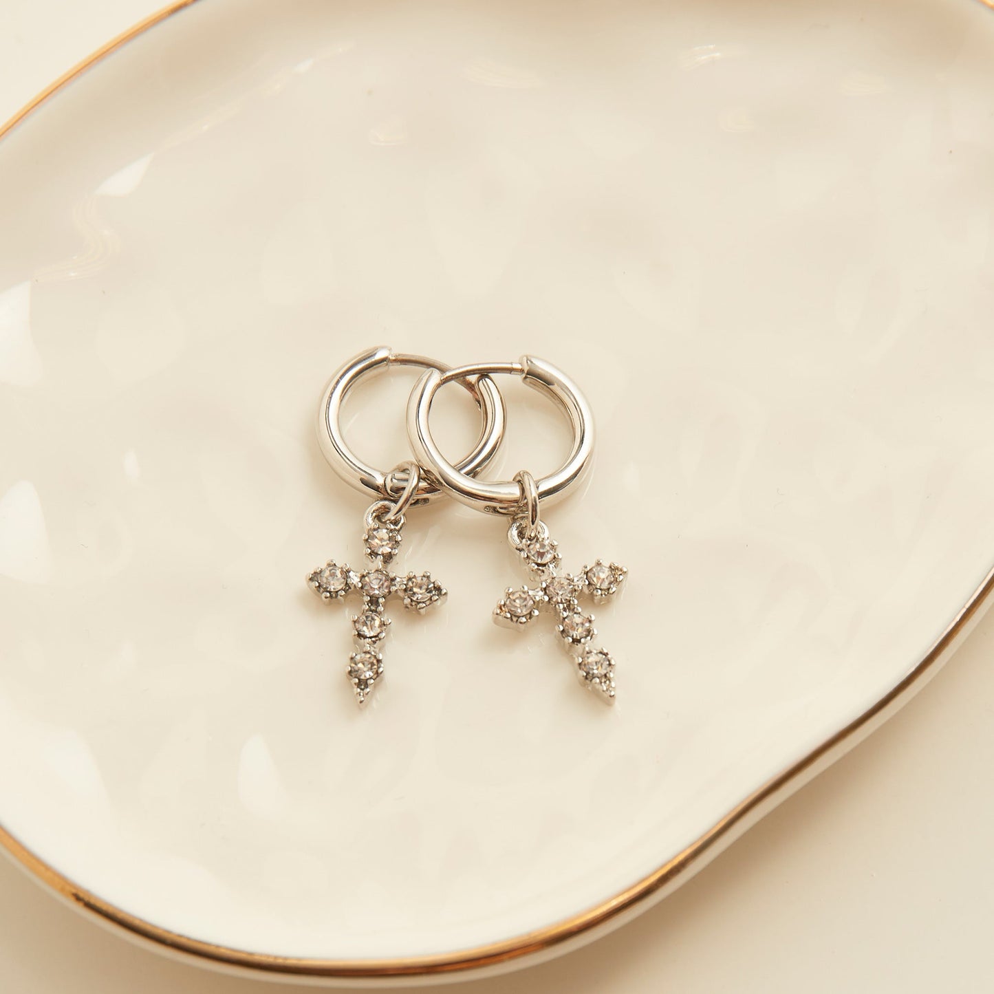 Cera Pave Cross Earrings