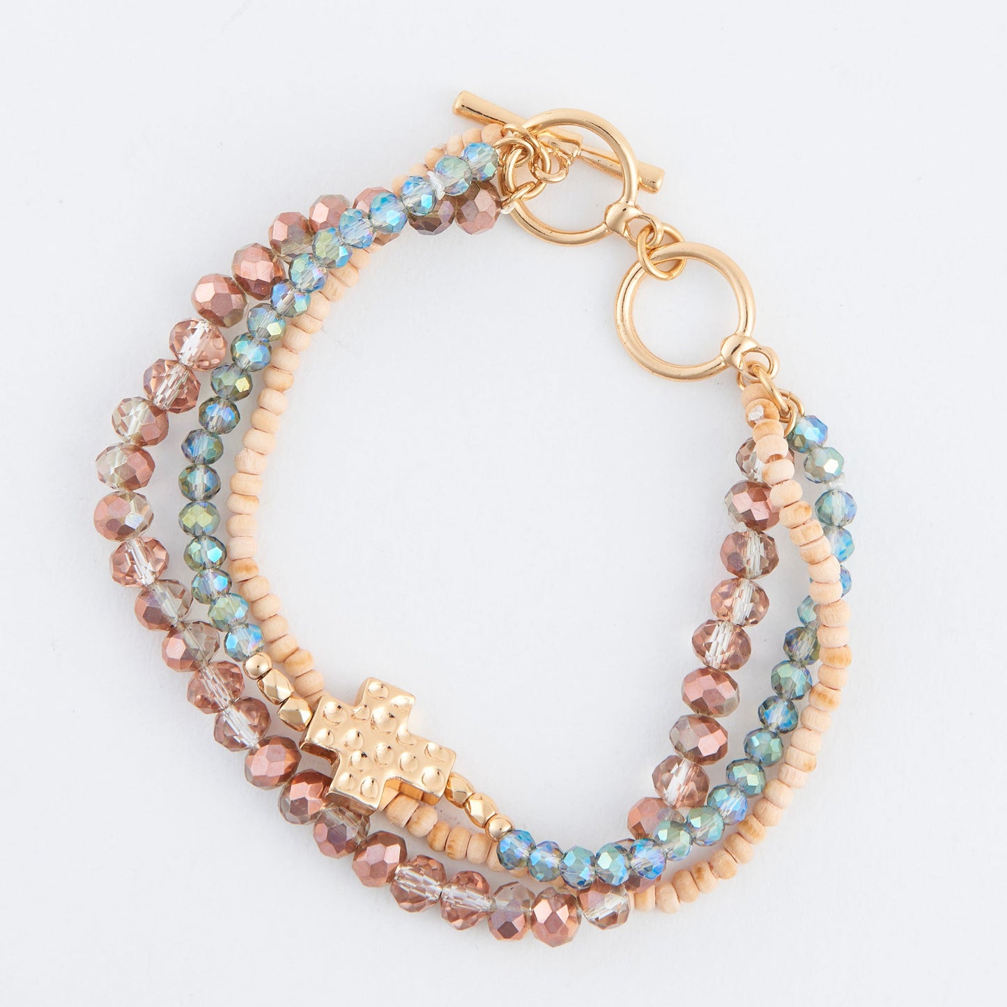 Estee Multi Row Cross Toggle Bracelet