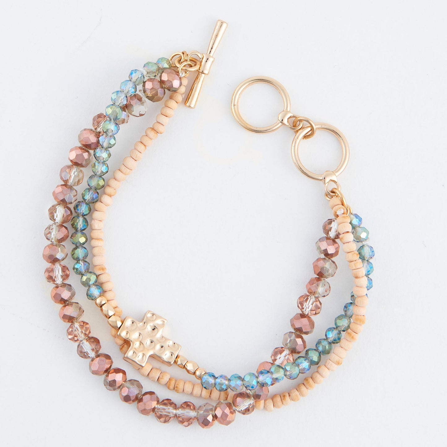 Estee Multi Row Cross Toggle Bracelet