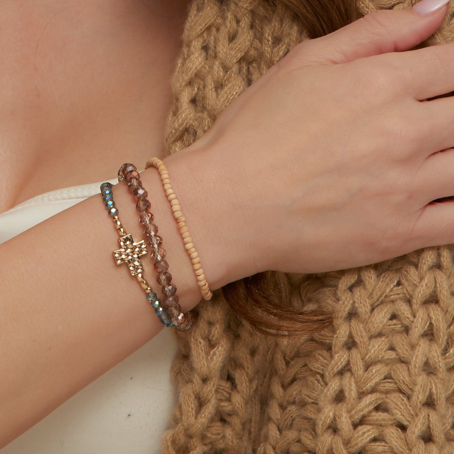 Estee Multi Row Cross Toggle Bracelet