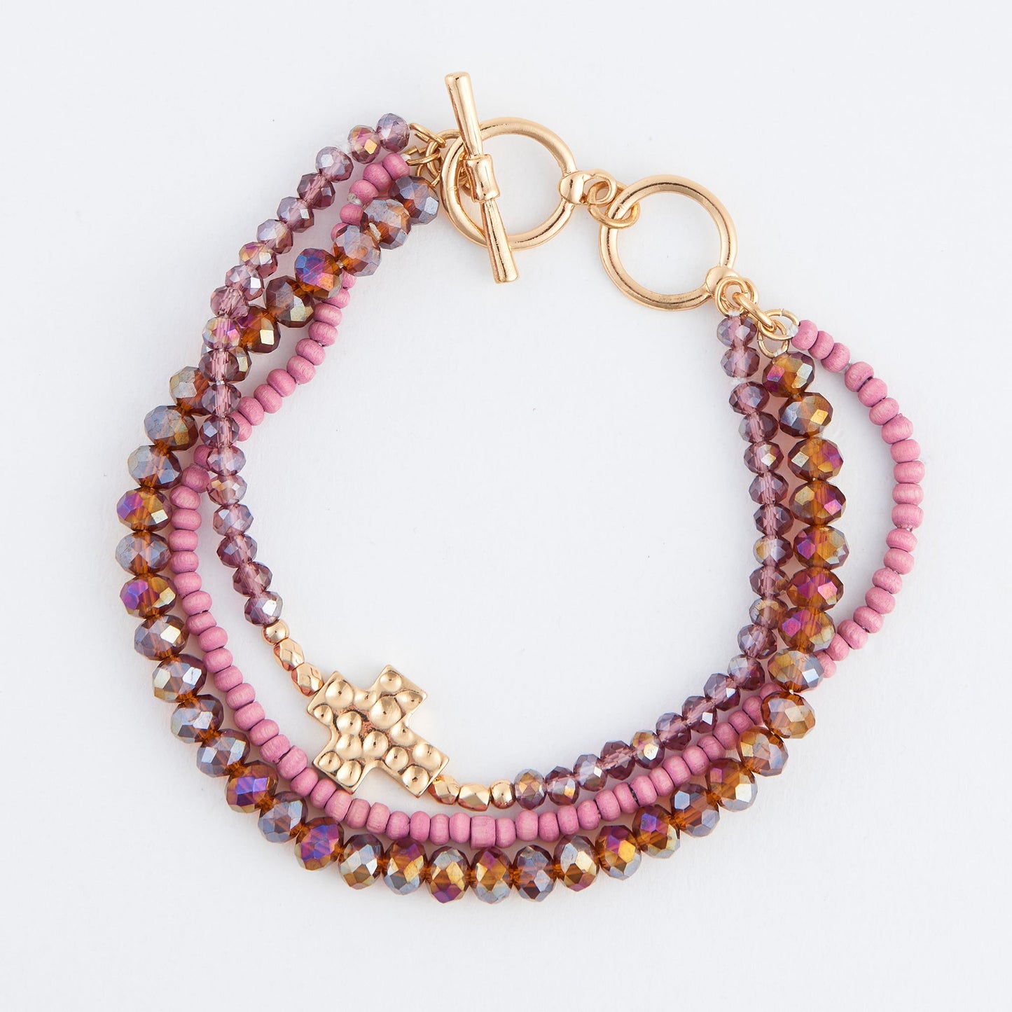 Estee Multi Row Cross Toggle Bracelet