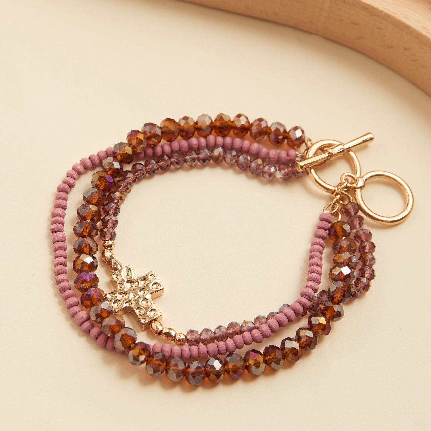 Estee Multi Row Cross Toggle Bracelet