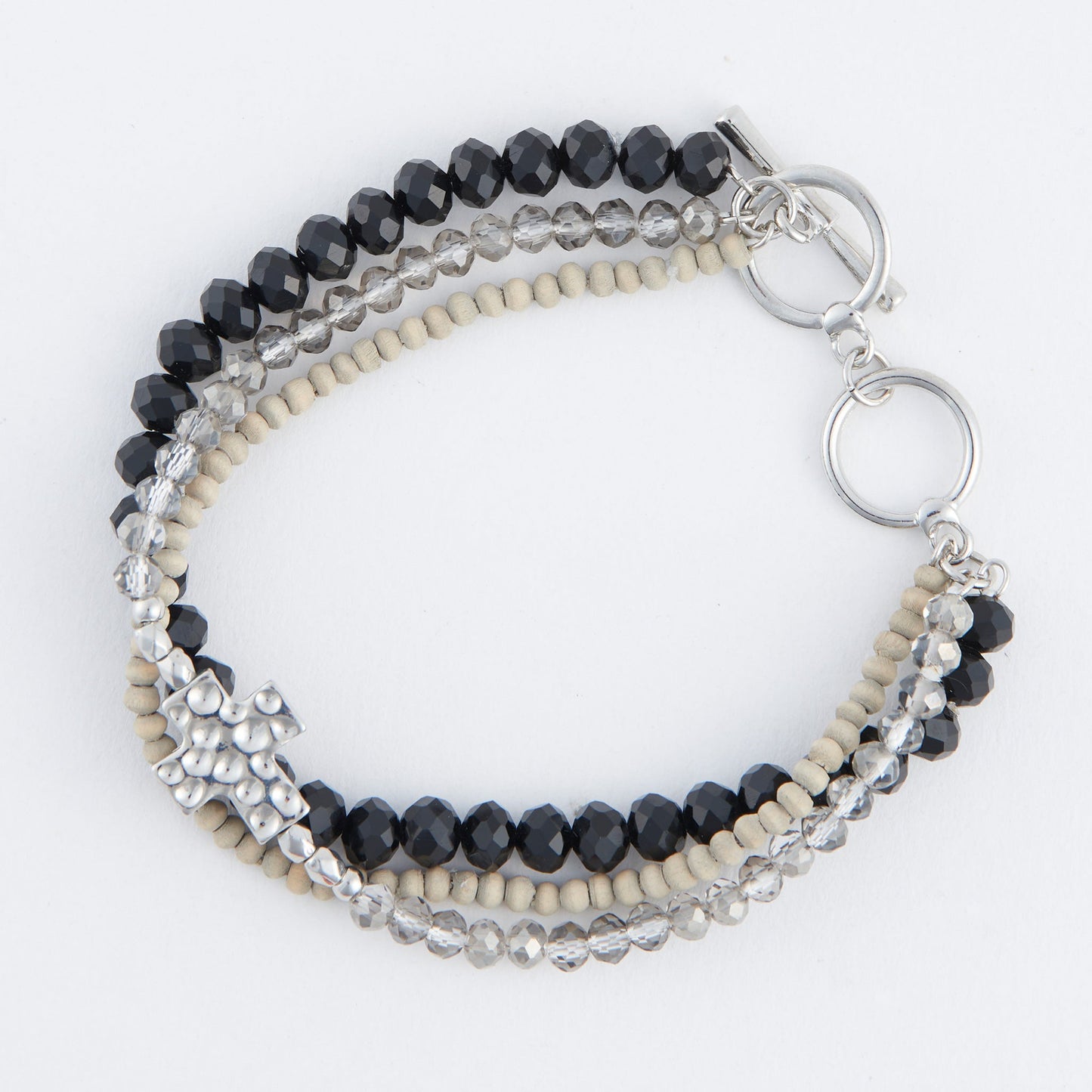 Estee Multi Row Cross Toggle Bracelet