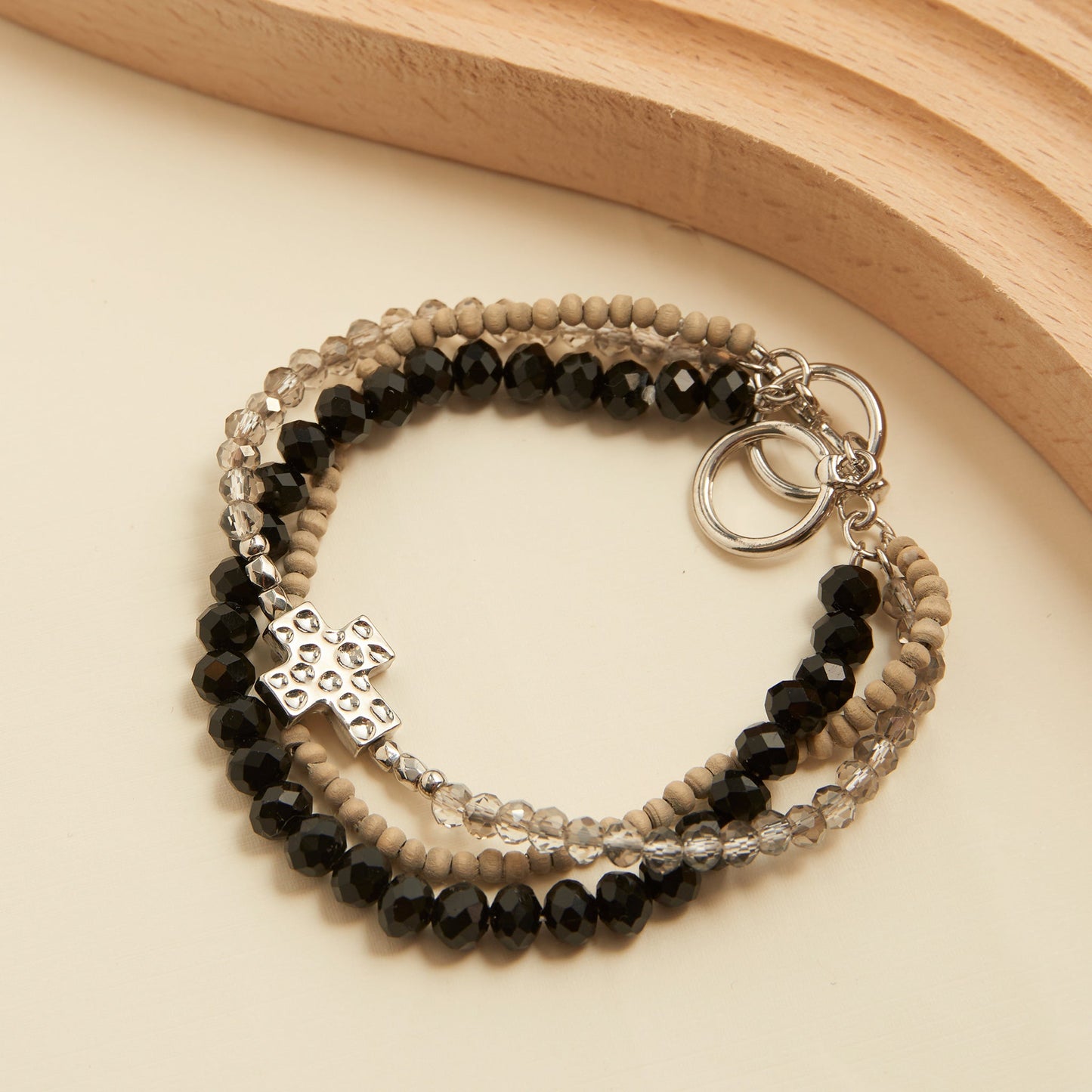 Estee Multi Row Cross Toggle Bracelet