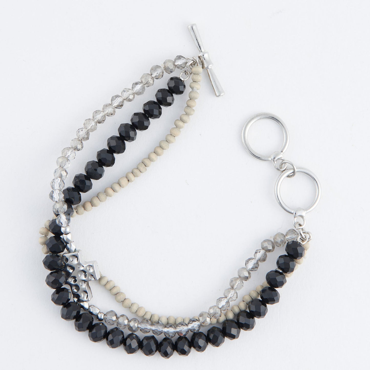 Estee Multi Row Cross Toggle Bracelet
