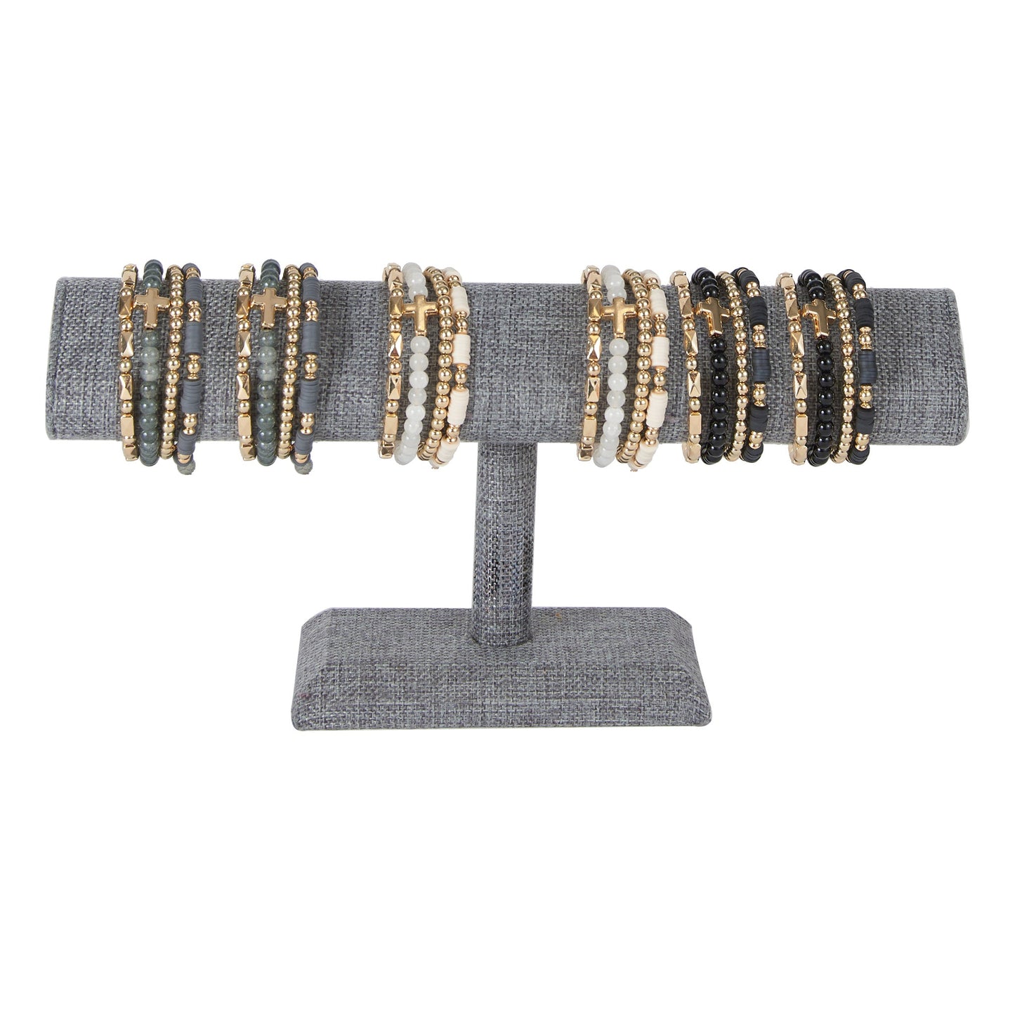 12 Piece Solana Beaded Cross Coil Bracelet Unit with Display