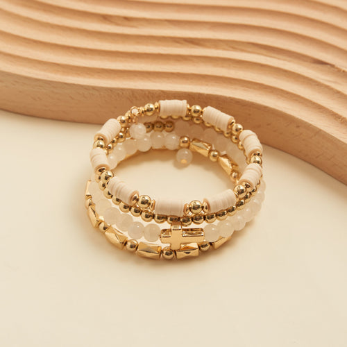 Solana Beaded Cross Coil Bracelet