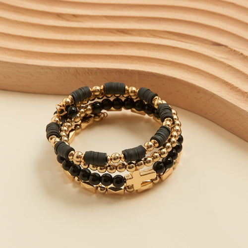 Solana Beaded Cross Coil Bracelet