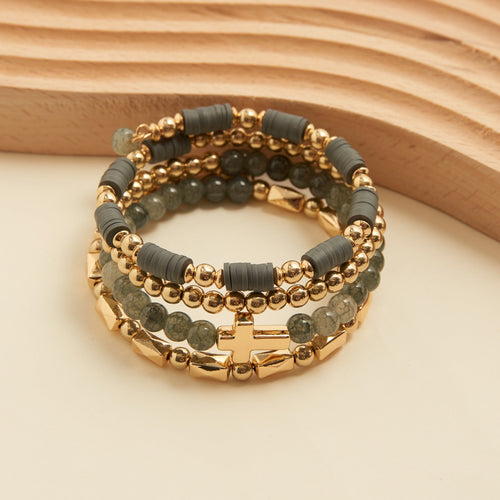 Solana Beaded Cross Coil Bracelet