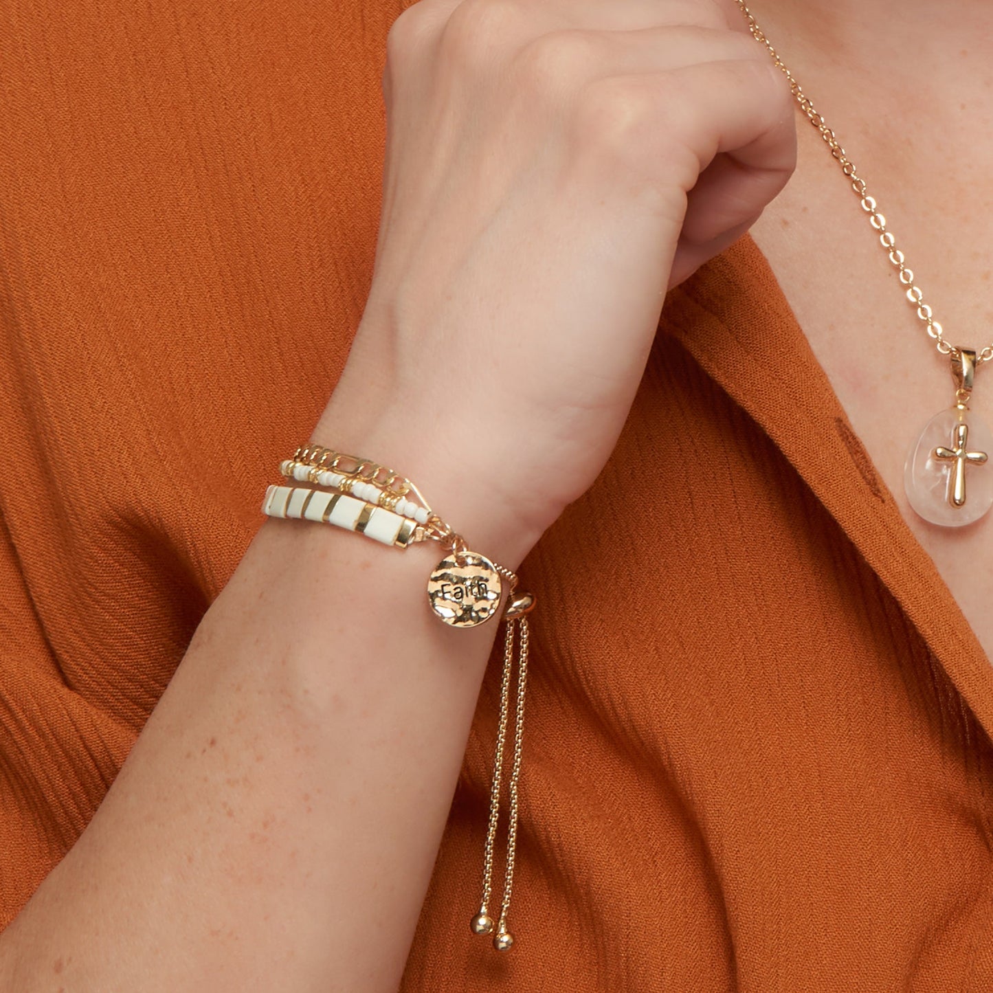 Lovisa Faith Multi Row Tile Bolo Bracelet