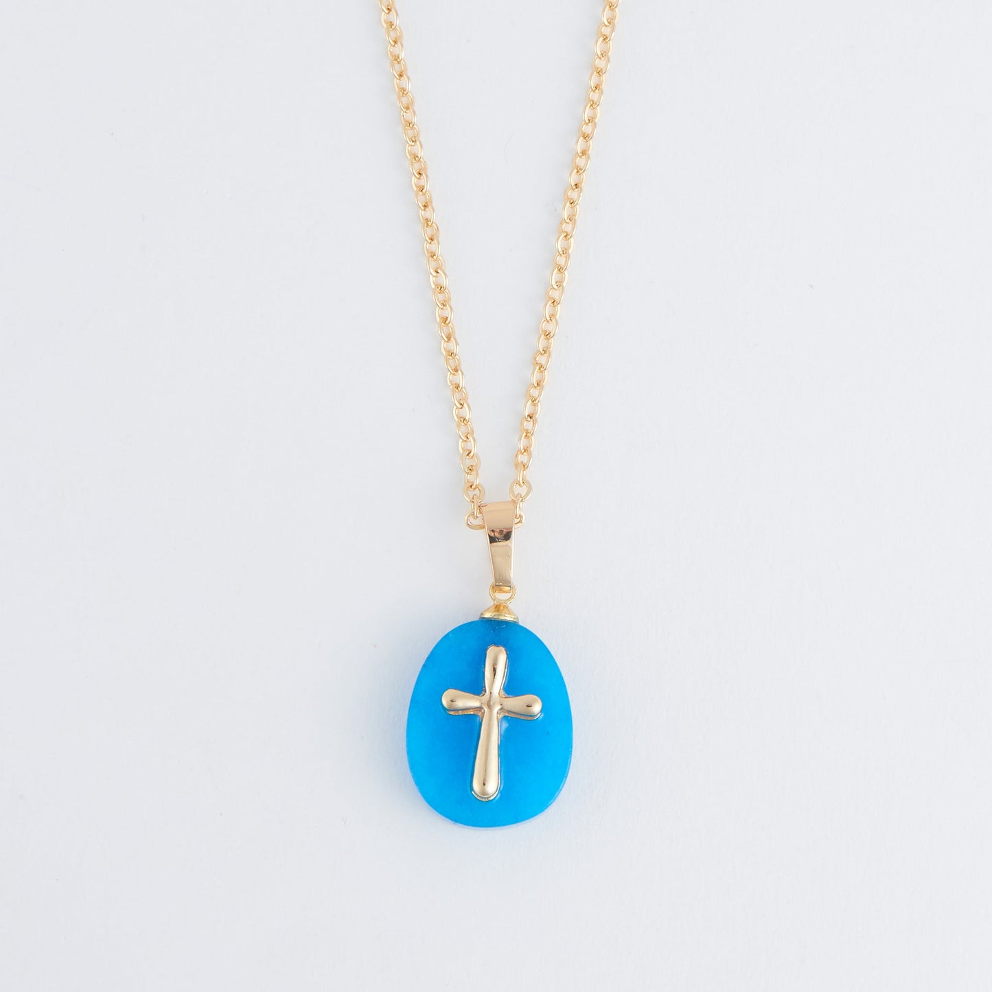 Eleni Genuine Blue Quartz Cross Charm Necklace