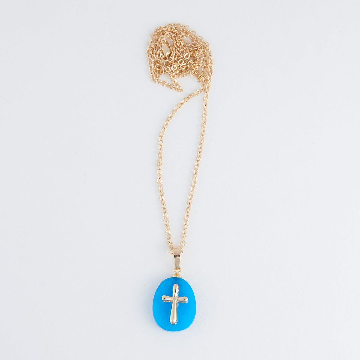Eleni Genuine Blue Quartz Cross Charm Necklace
