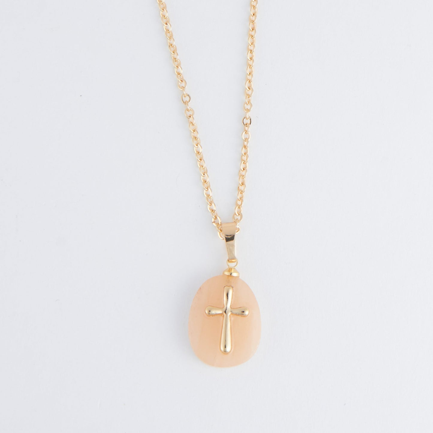 Eleni Genuine Yellow Jade Cross Charm Necklace