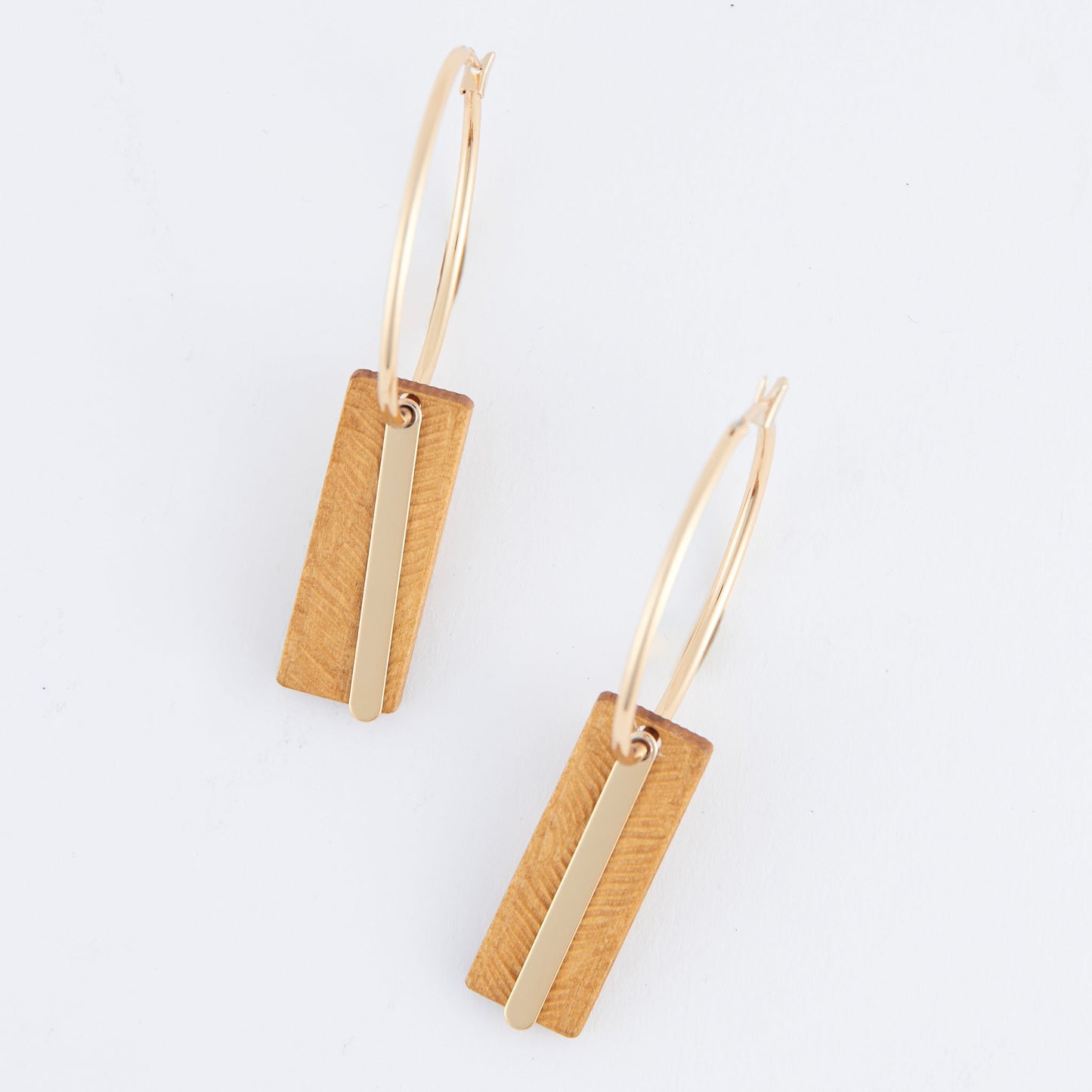 Jolie Wooden Bar Hoop Earrings