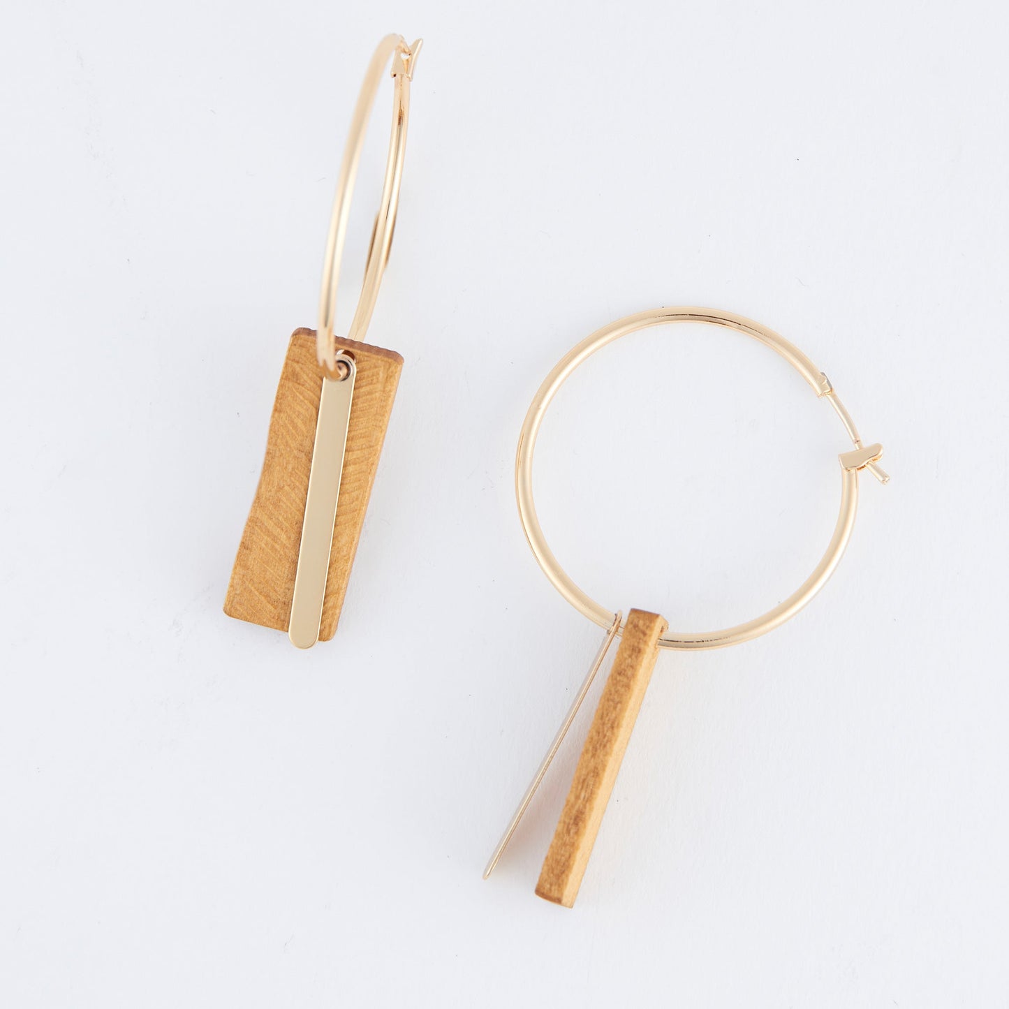 Jolie Wooden Bar Hoop Earrings