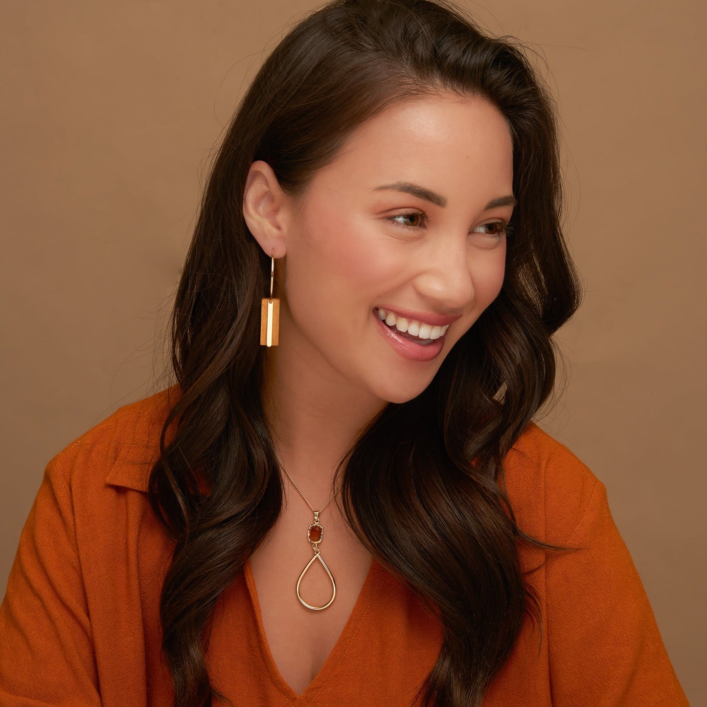 Jolie Wooden Bar Hoop Earrings