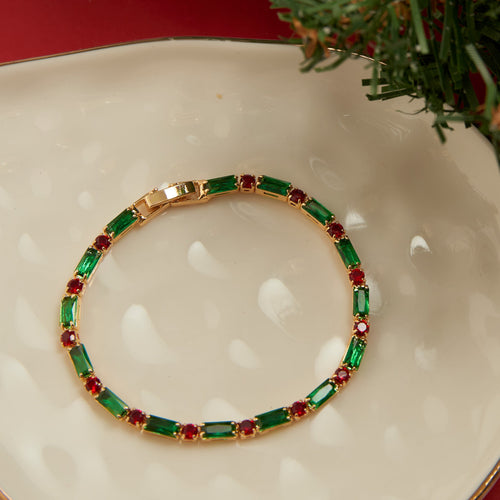 Stella  Baguette and Round Gemstone Bracelet