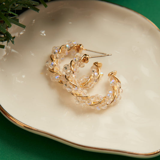 Holiday Wrapped Beaded Hoop Earrings