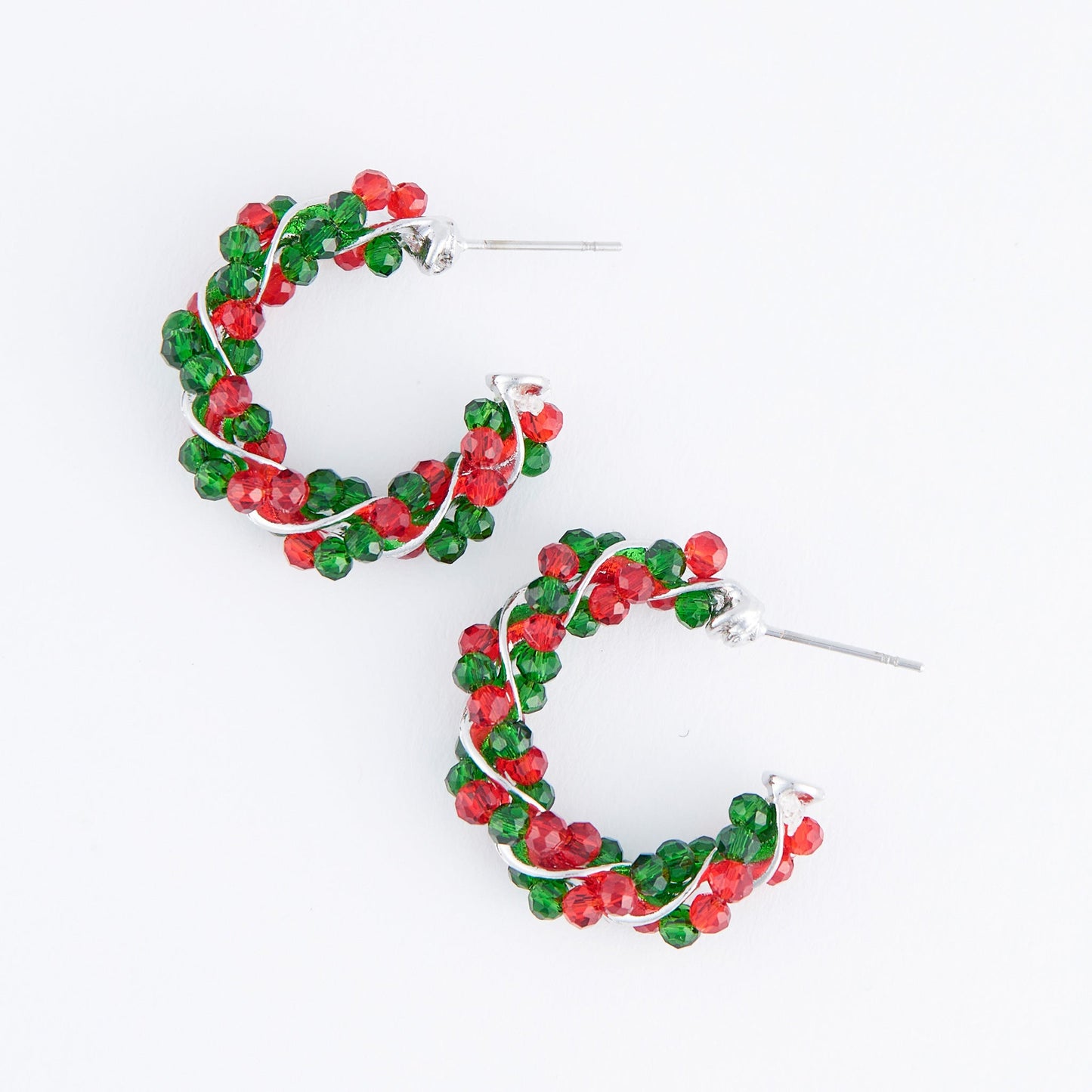 Holiday Wrapped Beaded Hoop Earrings