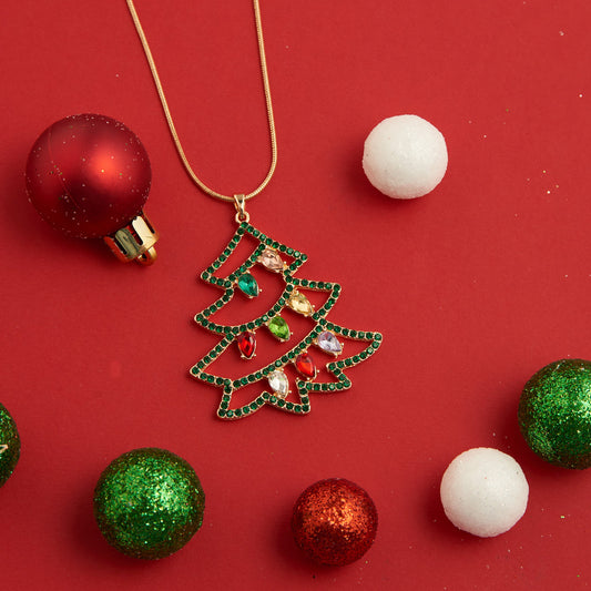 Holiday Christmas Tree Pendant Necklace