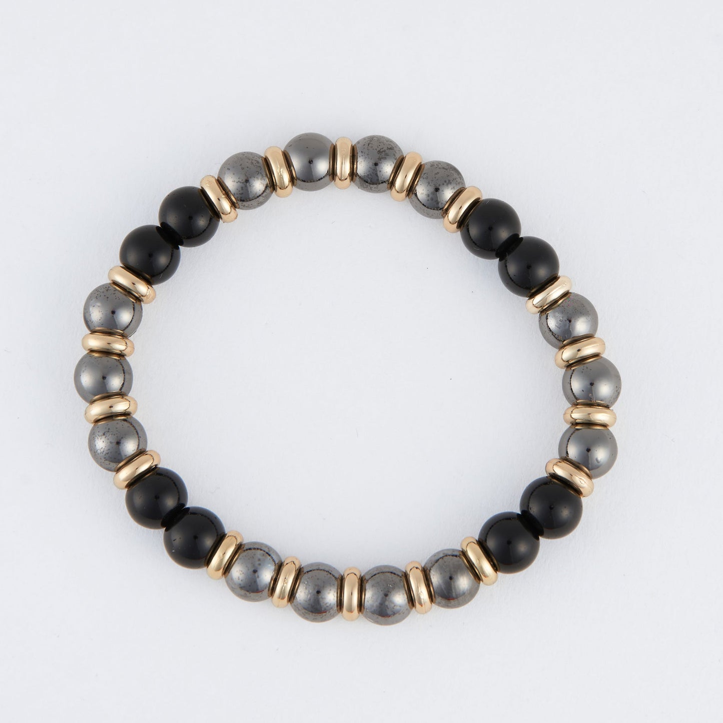 Clea Beaded Hematite Stretch Bracelet