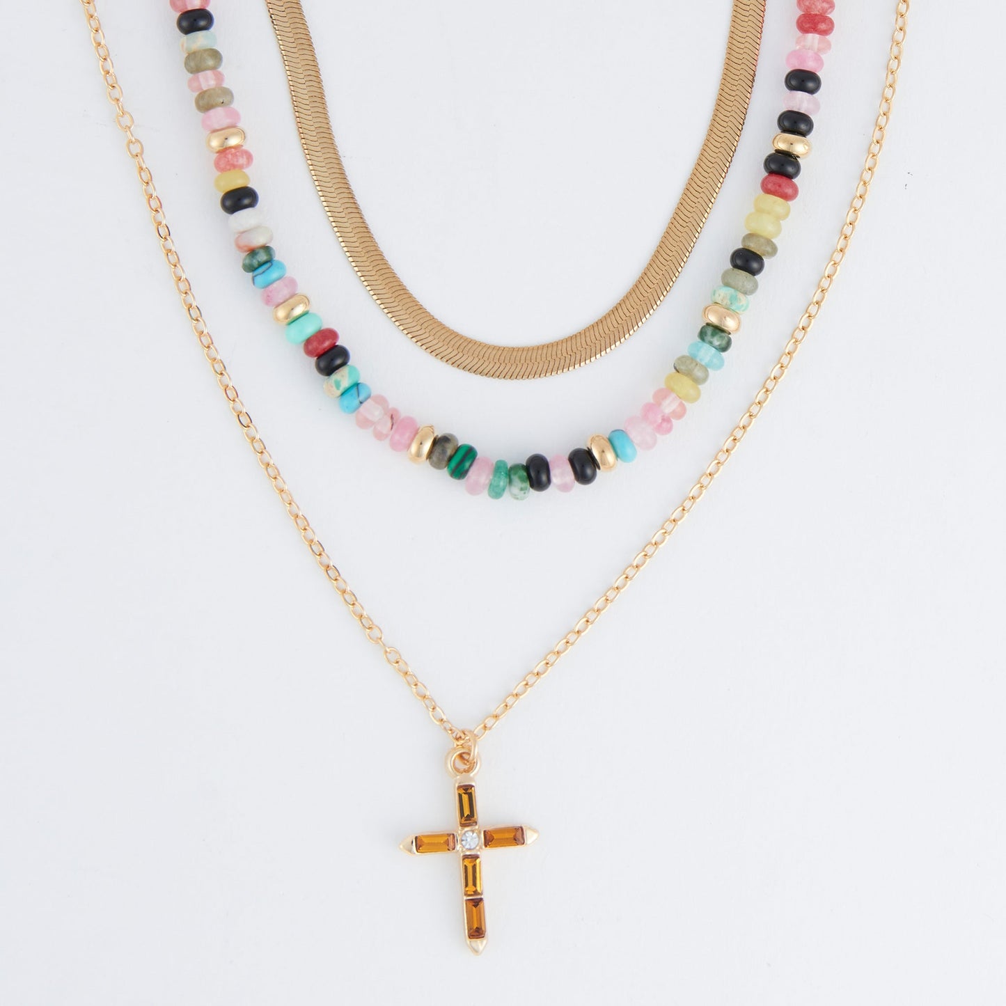Eliana Layered Cross Pendant Necklace