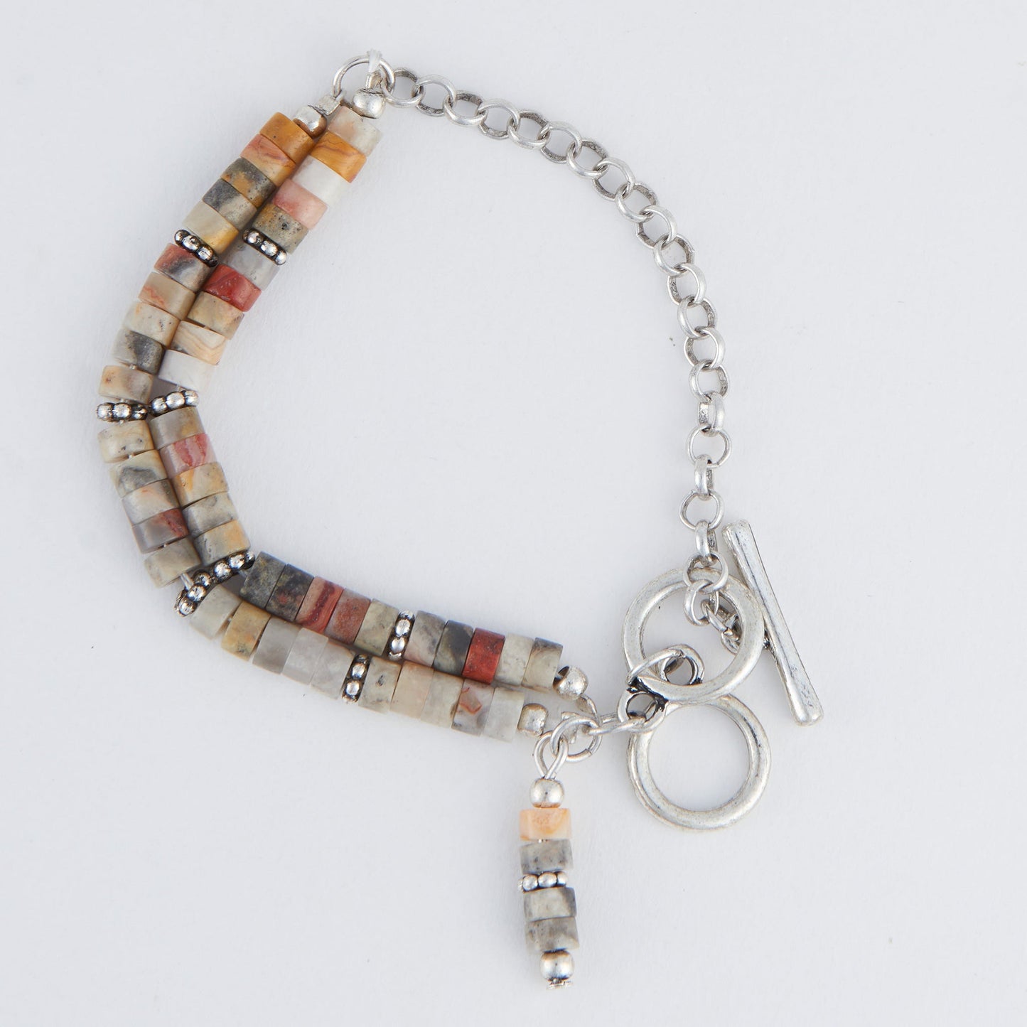 Darby Genuine Agate Multi Row Toggle Bracelet