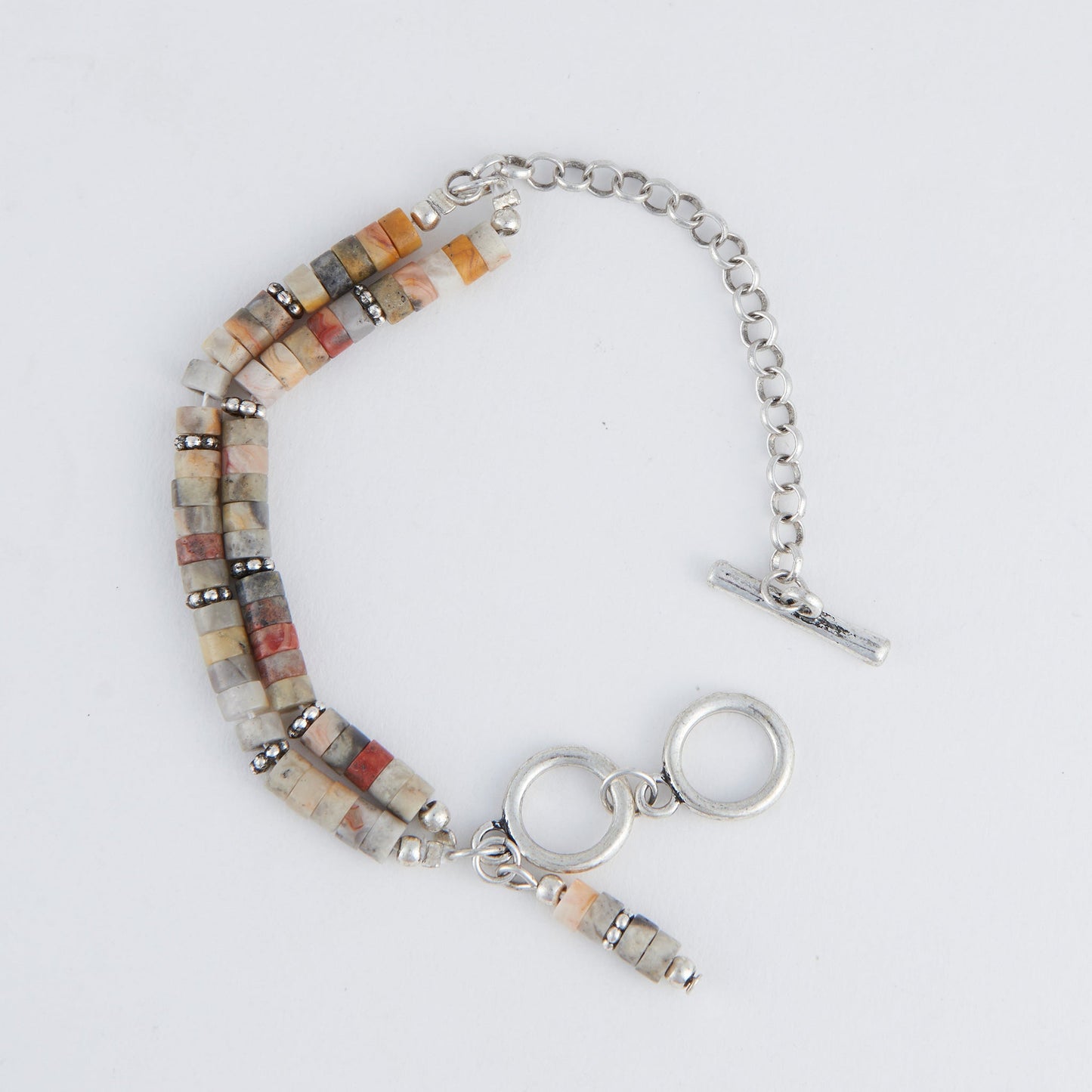 Darby Genuine Agate Multi Row Toggle Bracelet