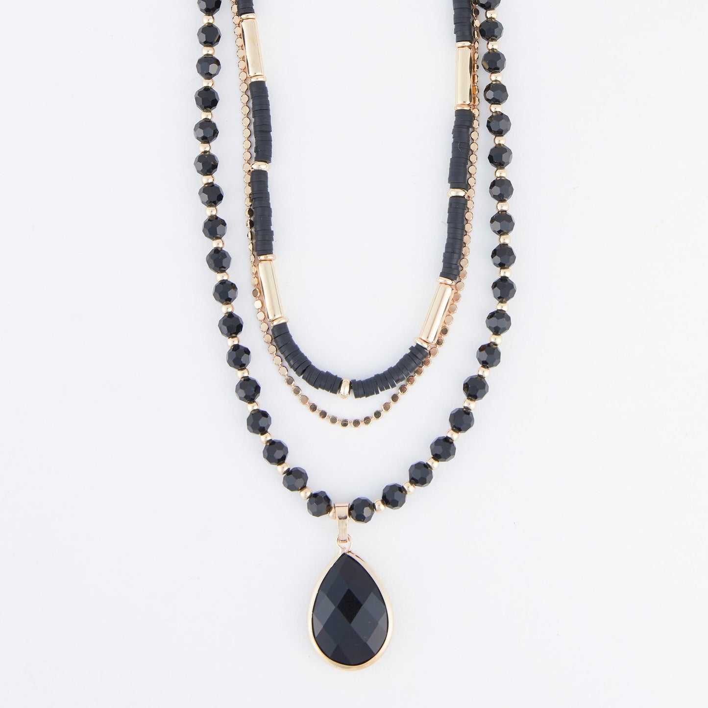 Amalia Multi Row Teardrop Pendant Necklace