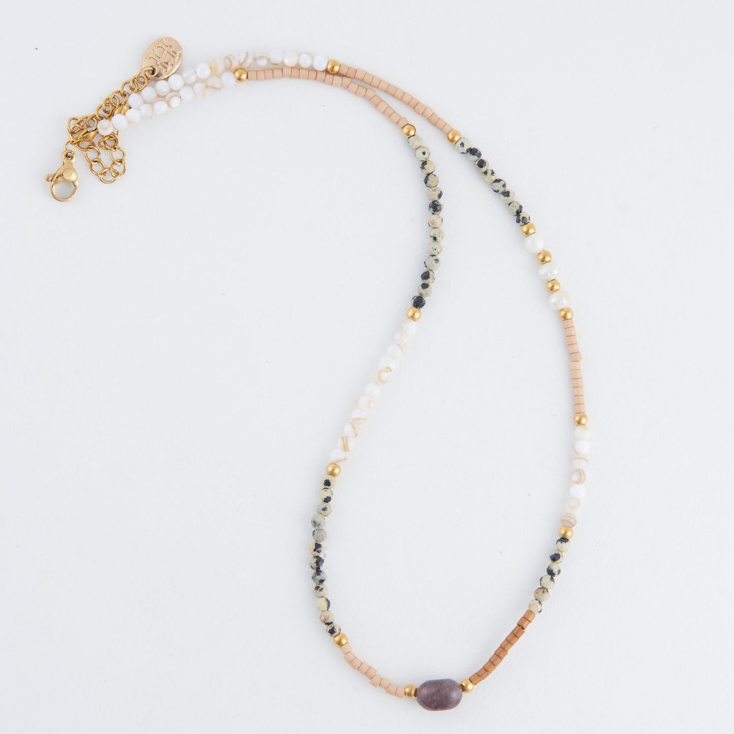 Aira Genuine Dalmatian Jasper Dainty Necklace