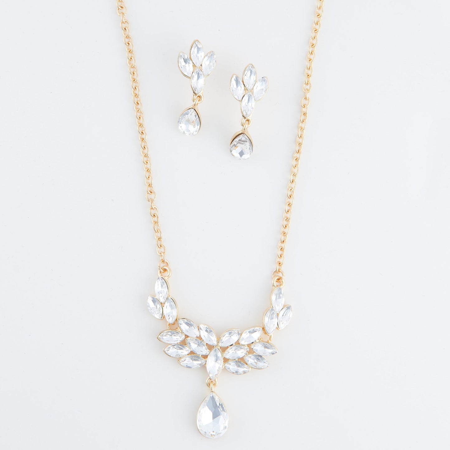 Aurea Teardrop Crystal Earring & Necklace Set