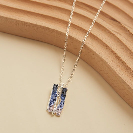 Penelope Enamel Cut Out Bar Pendant Necklace