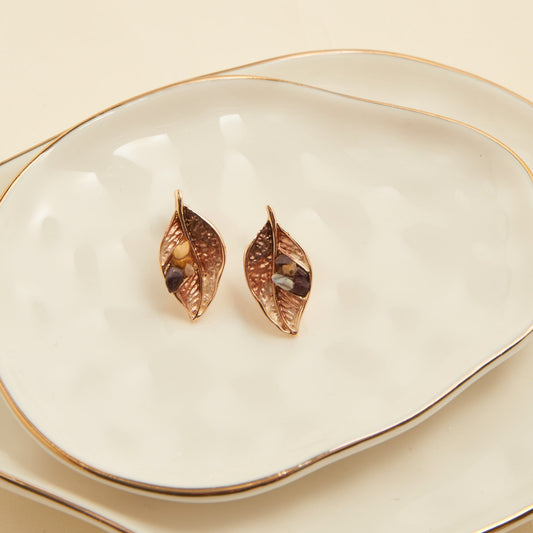 Penelope Enamel Leaf Earrings