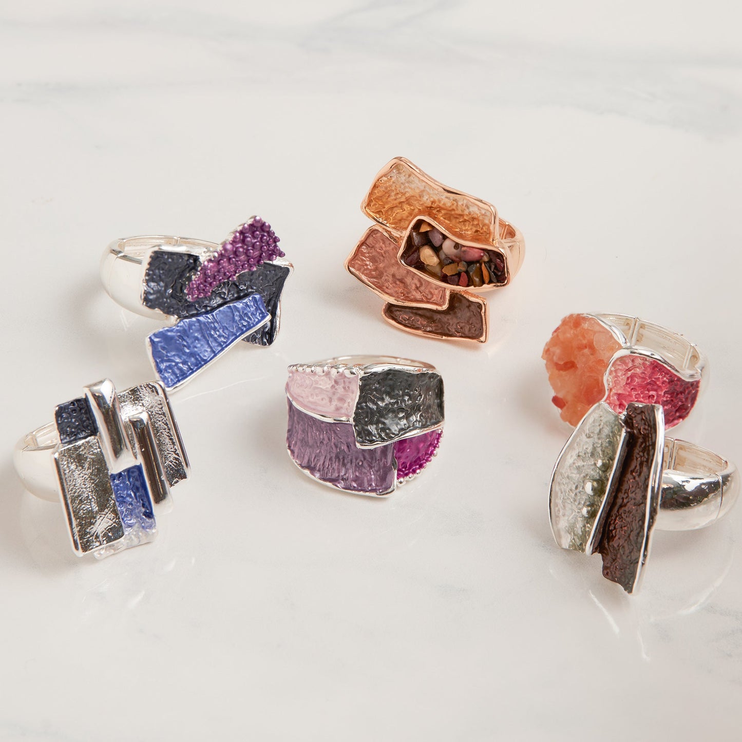 12 Piece Penelope Enamel Statement Ring Assortment