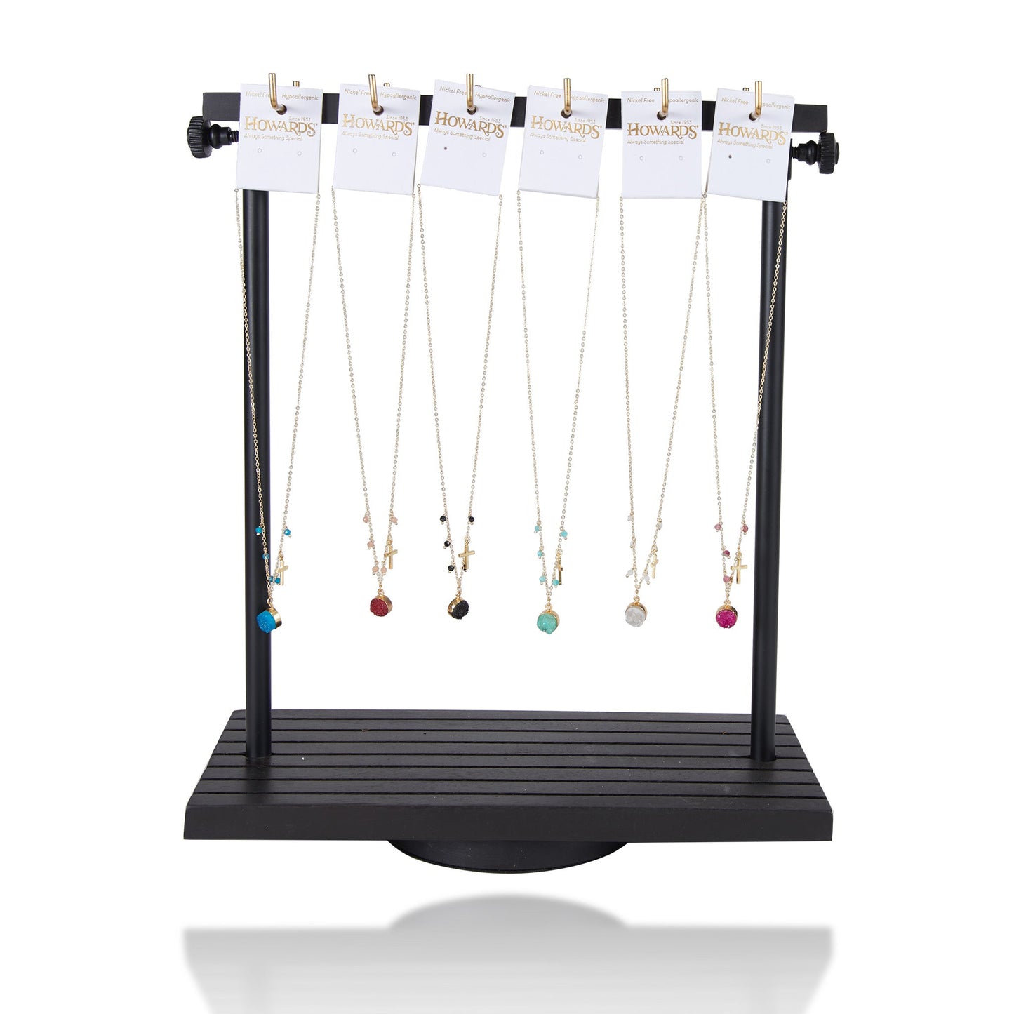 24 Piece Laylinn Druzy Cross Charm Pendant Necklace Unit with Display