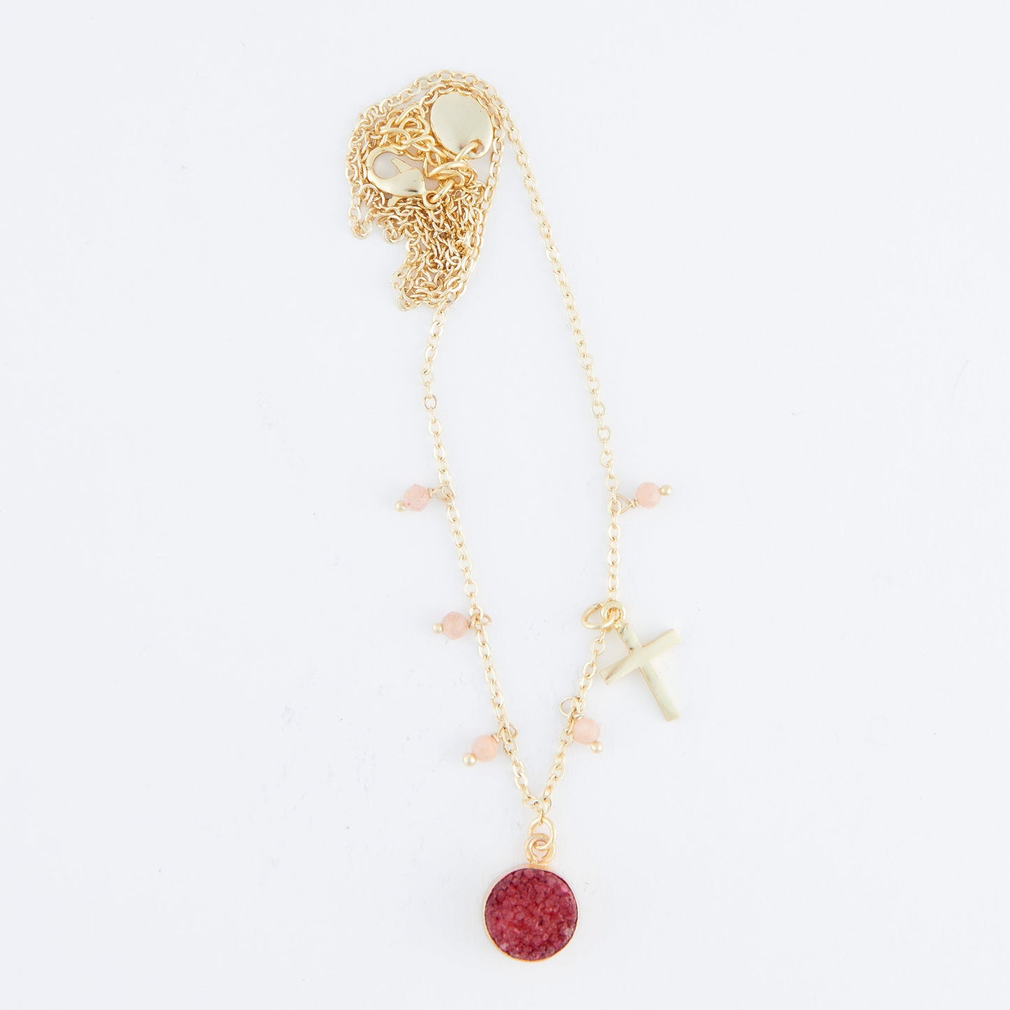 Laylinn Druzy Cross Charm Pendant Necklace