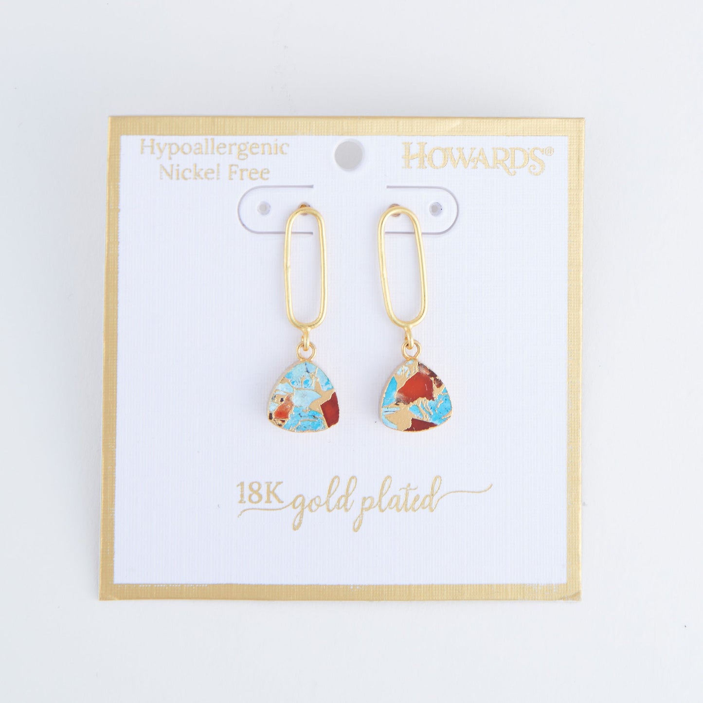 Tahani Textured Stone 18K Gold Earrings