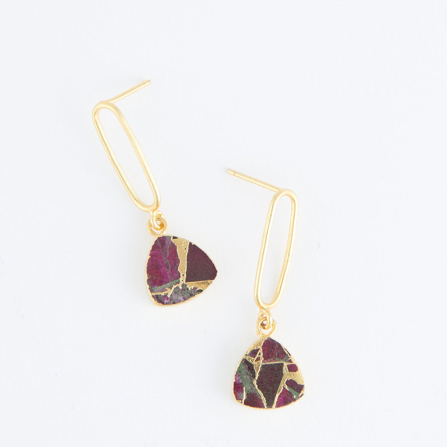 Tahani Textured Stone 18K Gold Earrings