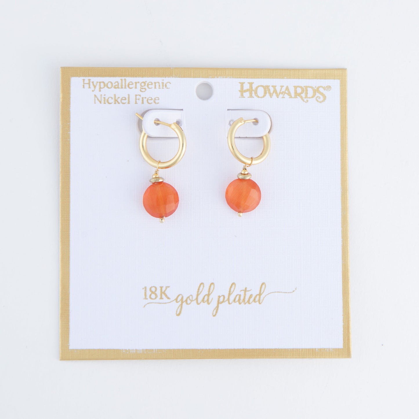 Tahani 18K Gold Genuine Carnelian Hoop Earrings