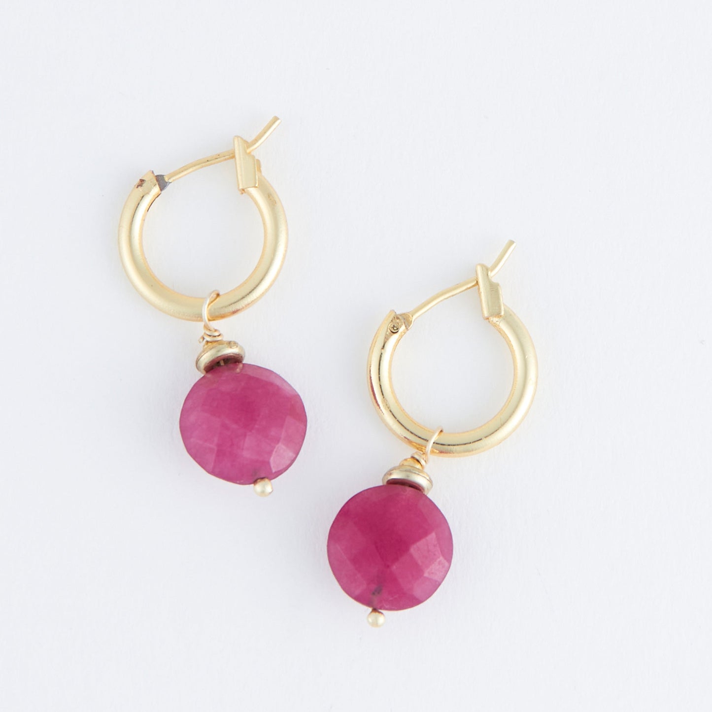 Tahani 18k Gold Genuine Ruby Jade Hoop Earrings