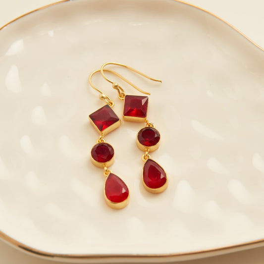 Tahani 18K Gold Linked Gemstone Earrings