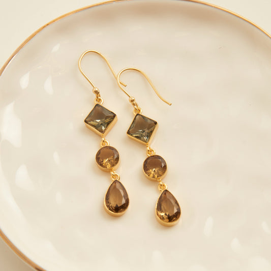 Tahani 18K Gold Linked Gemstone Earrings