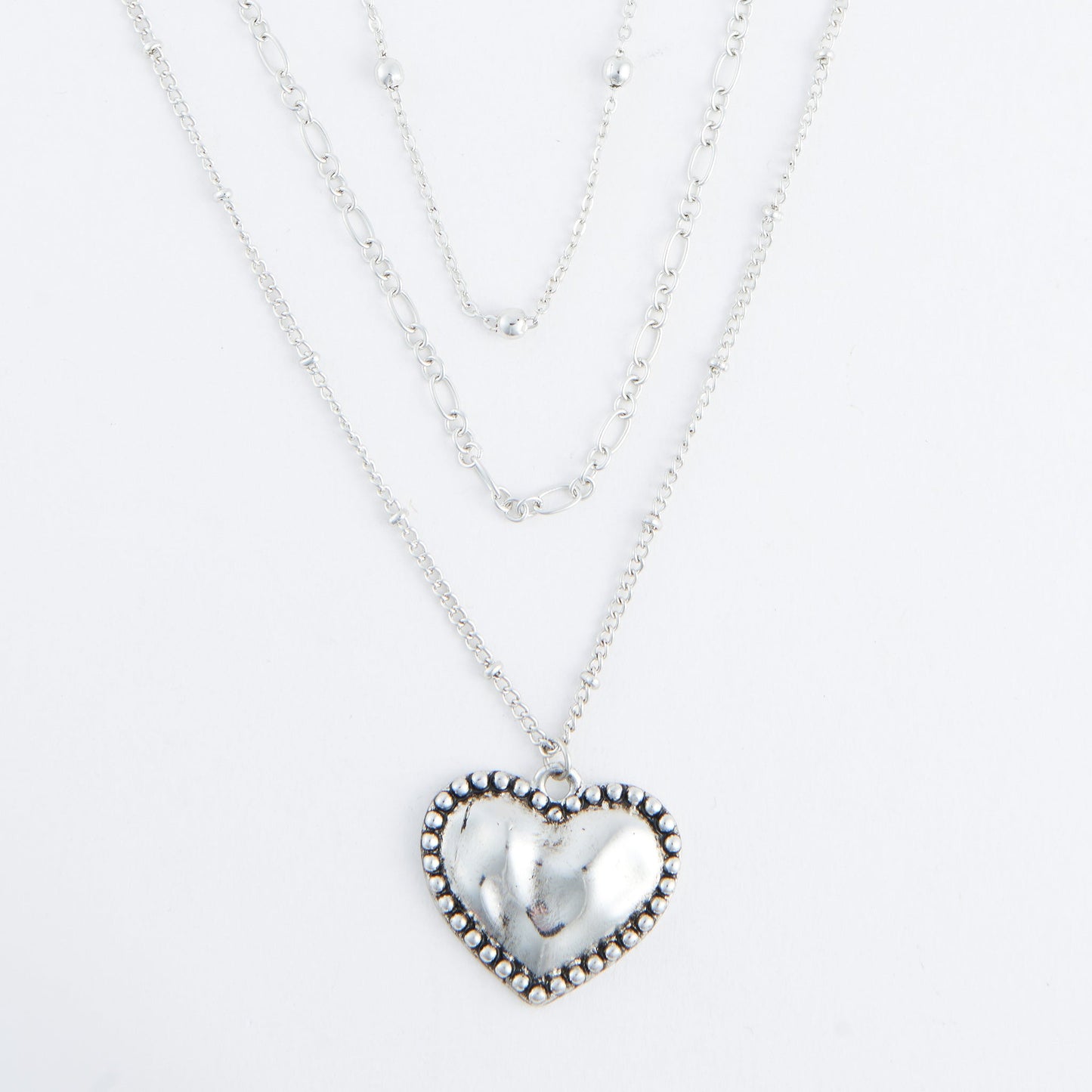 Camber Layered Heart Pendant Necklace