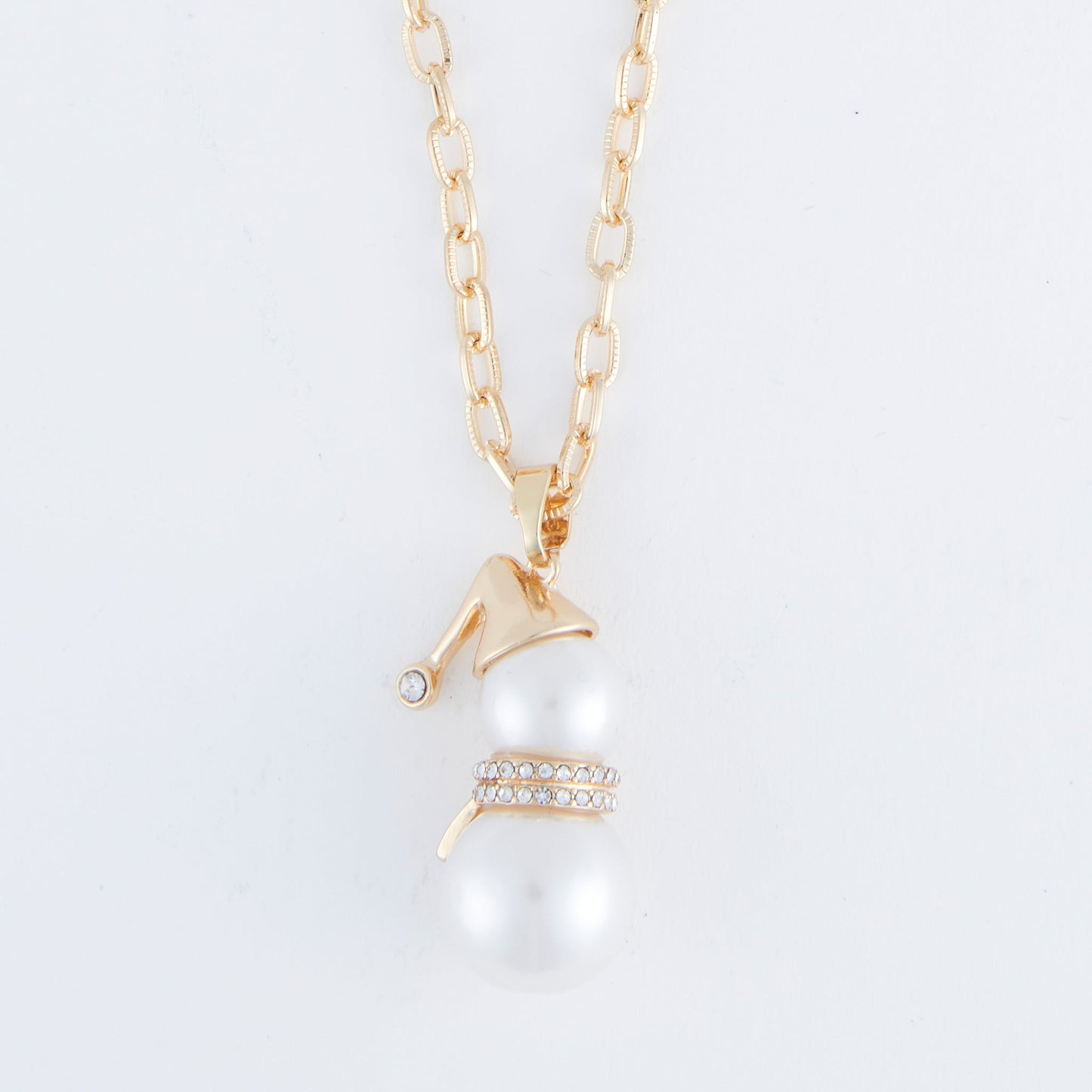 Holiday Snowman Pearl Pendant Necklace