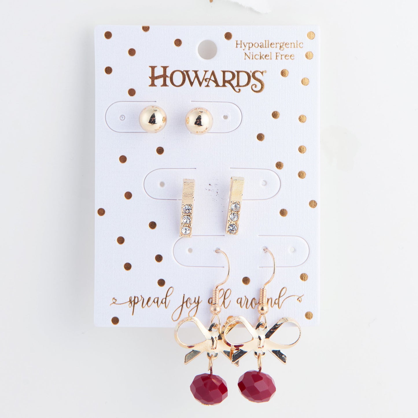 Holiday Gift Bow Earring Trio