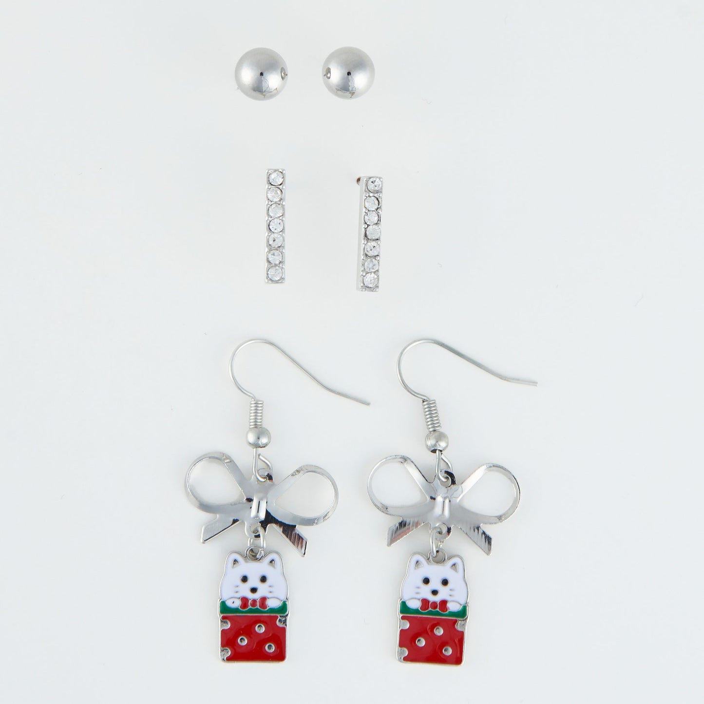 Holiday Kitty Gift Earring Trio
