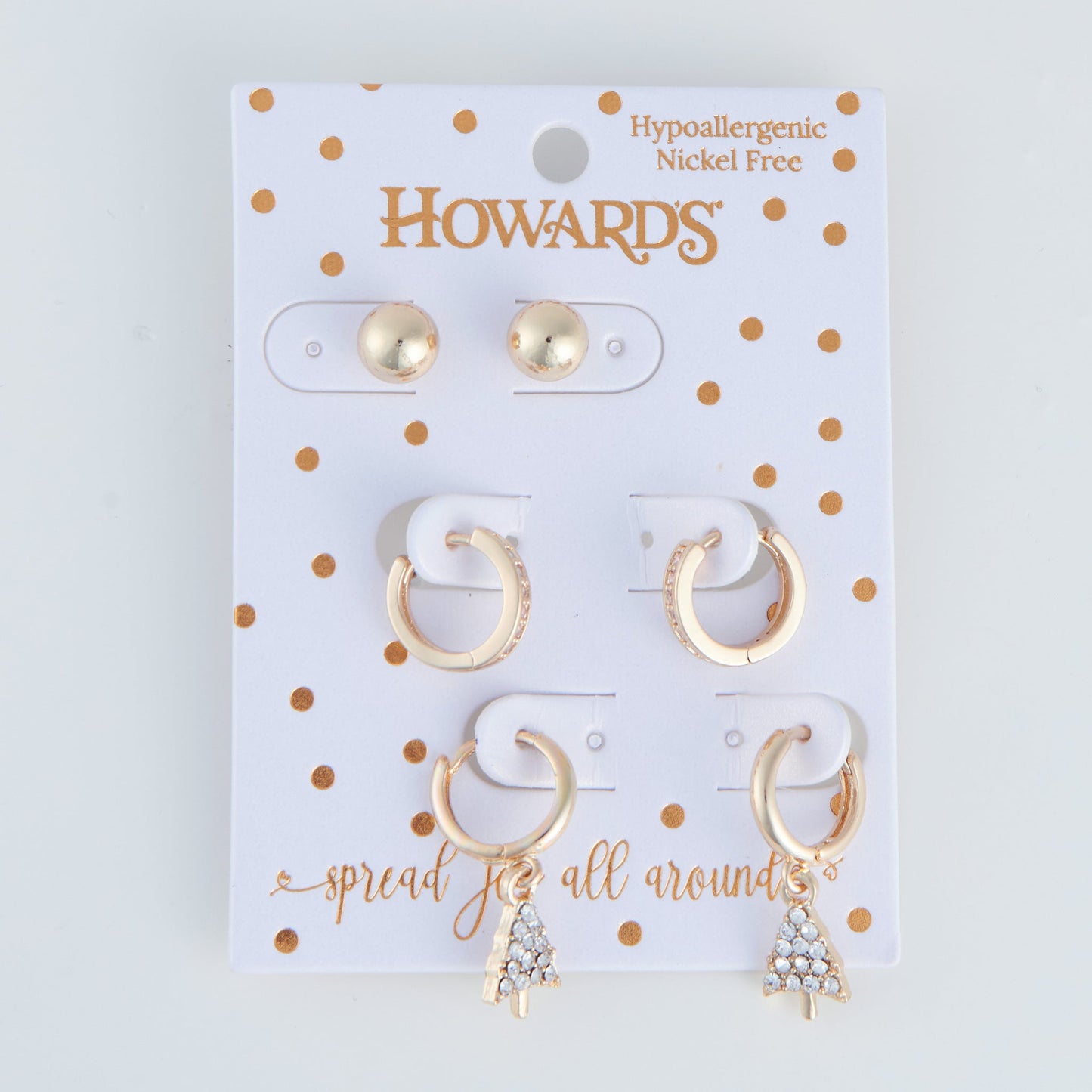 Holiday Gold Christmas Tree Earring Trio